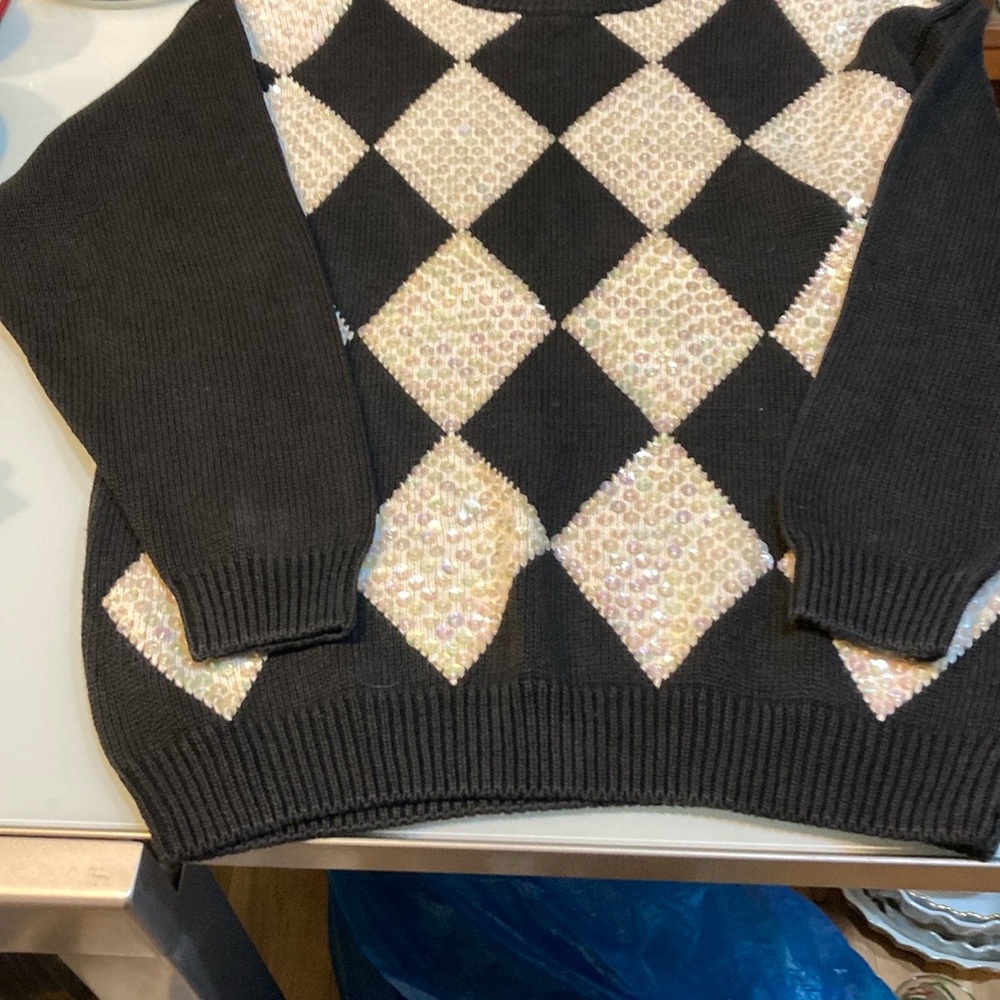 Vintage M.J. Carroll argyle sweater with iridescent sequins